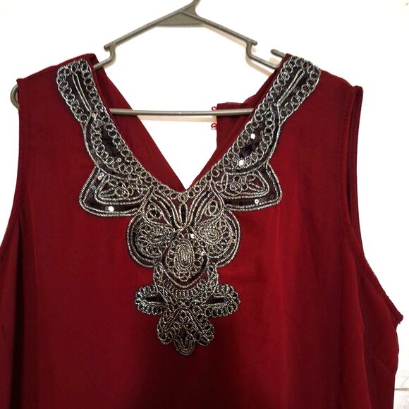 Asymmetrical Women's Plus Sized Cocktail Dress Red Embellished Elegant 4X - Picture 2 of 12